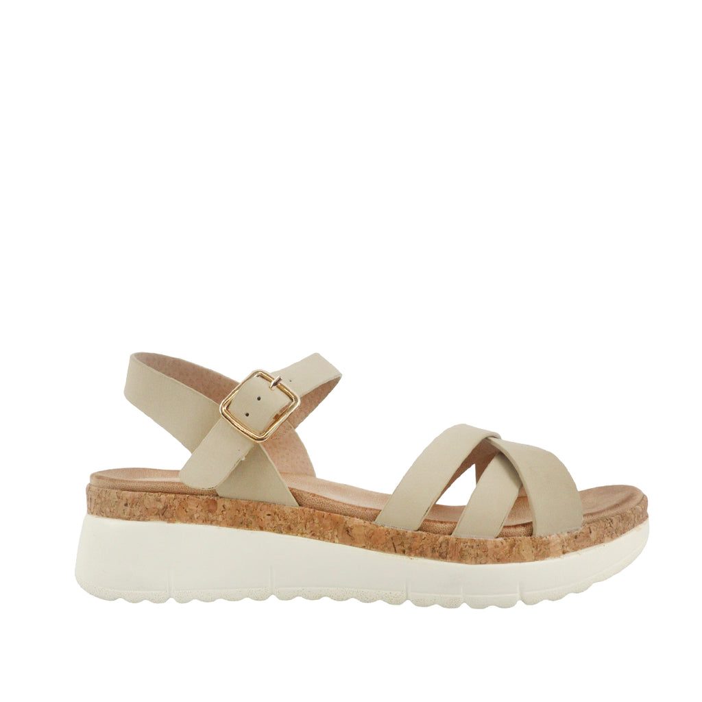 Sandalias flats Jaylin taupe para Mujer